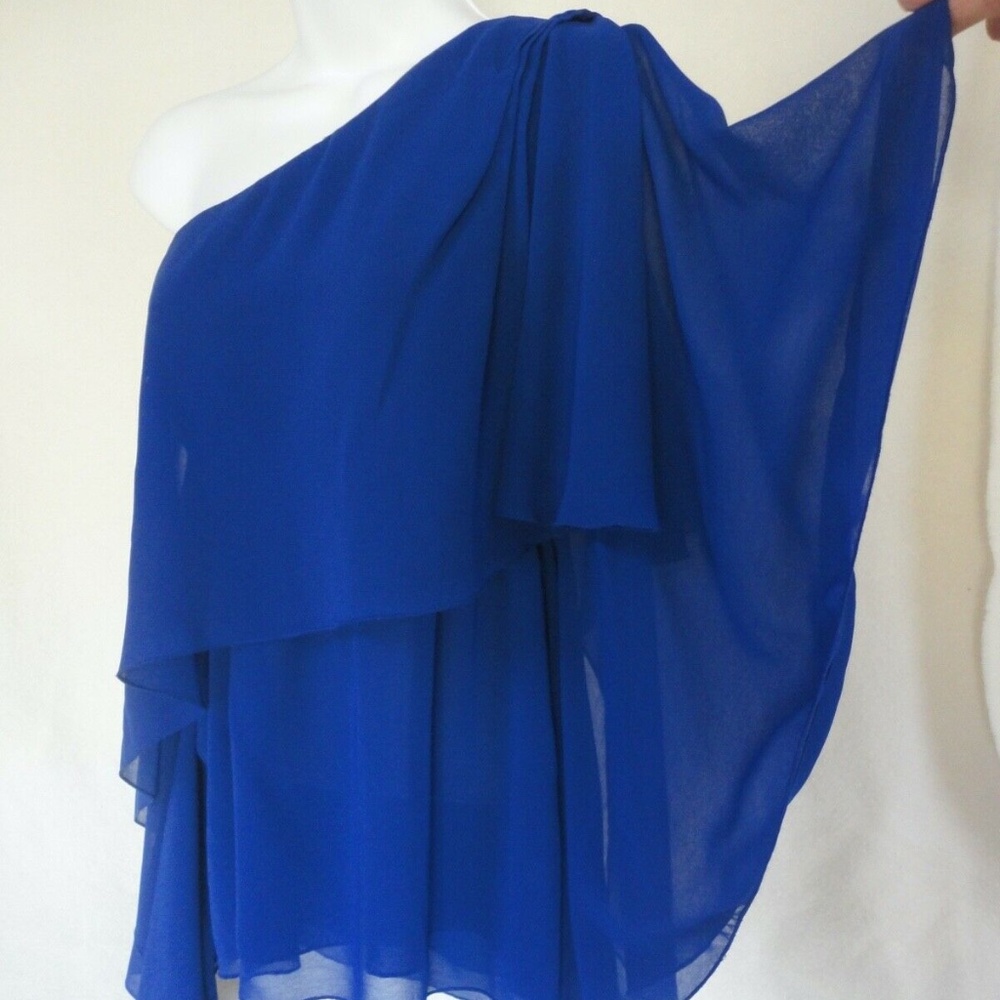 BOSTON PROPER ROYAL BLUE ONE SHOULDER TOP SZ 6